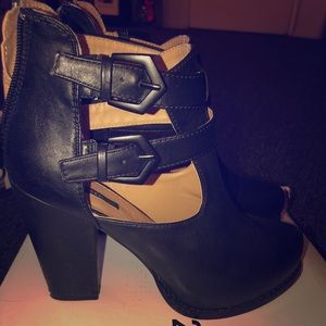 Black Strappy Platfrom Ankle Booty